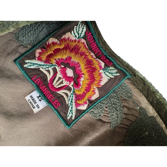 Johnny Was Yasmine Velvet Embroidered Sleeveless Silk Monochrome Green Size XS - Picture 8 of 11